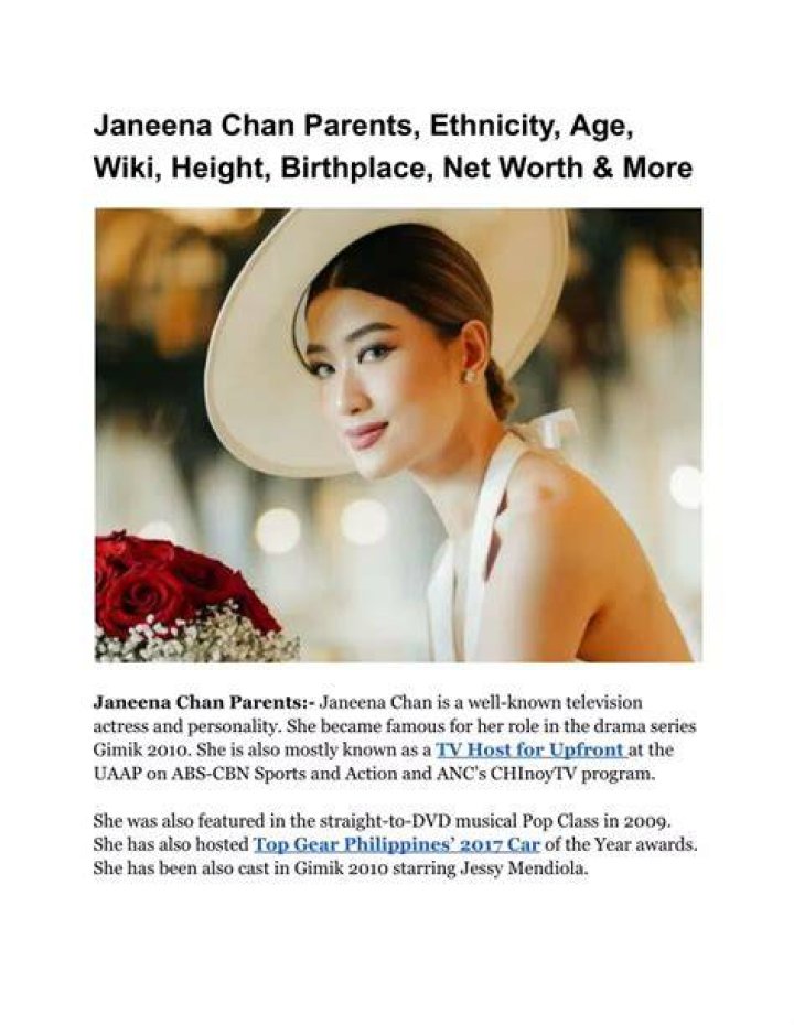 Janeena Chan Net Worth